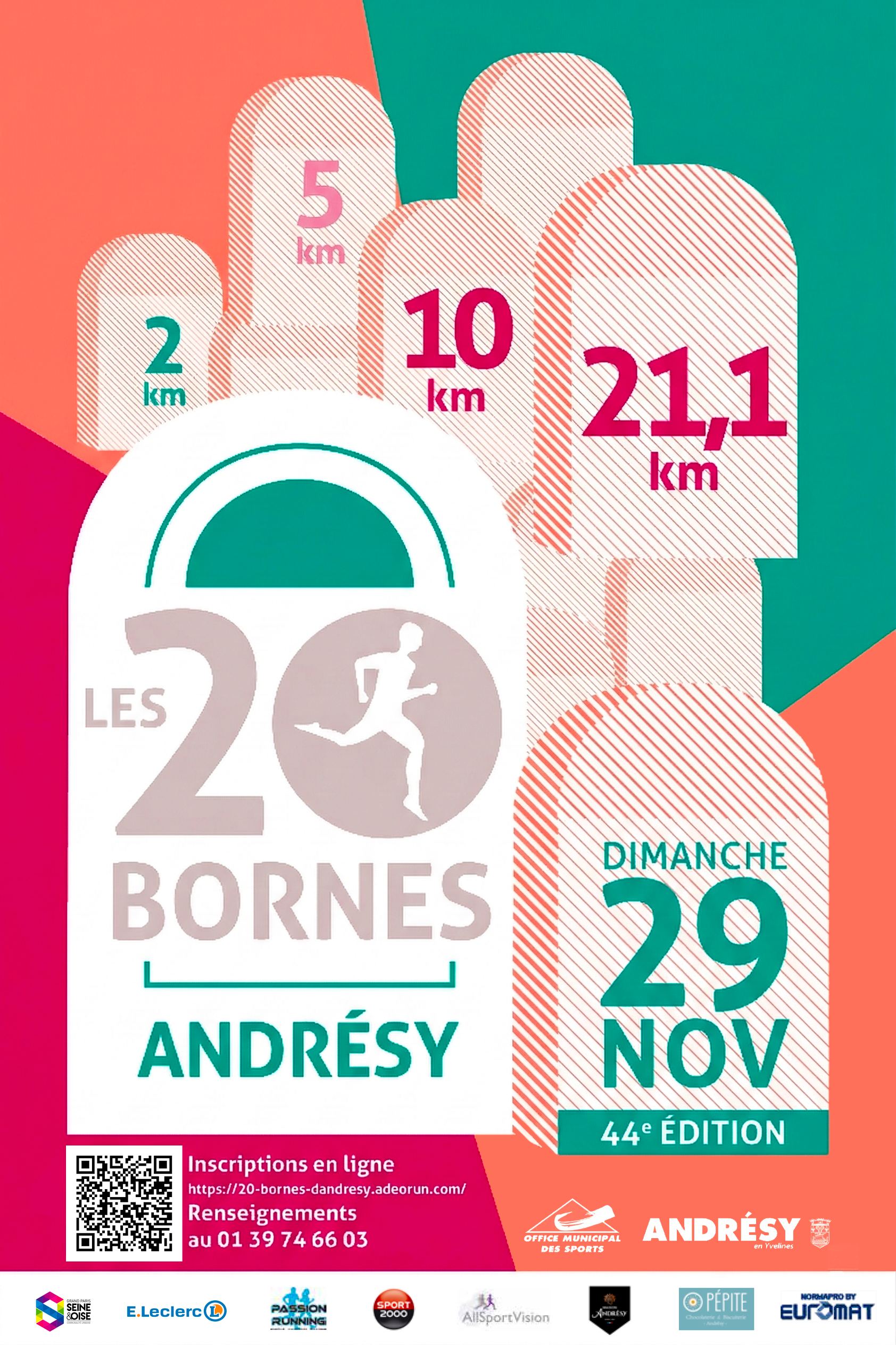 Affiche officielle course à pied 20 Bornes d'Andrésy 2026